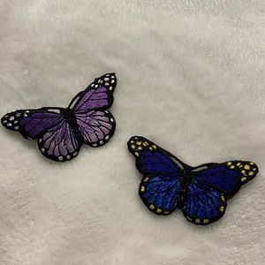 two butterfly iron on patches